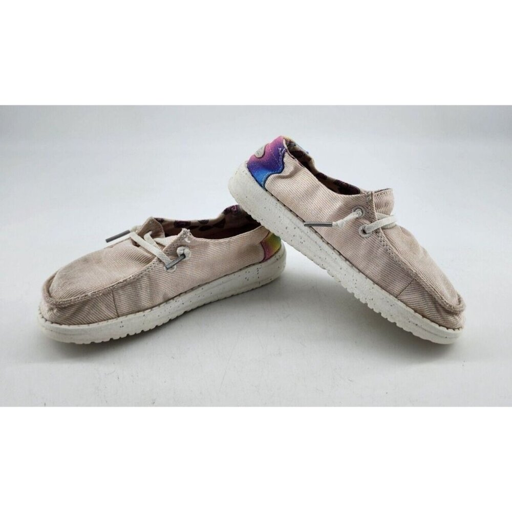 Hey Dude Girls Wendy Youth Sparkle Pink/Silver Slip On Loafer Shoes Youth Sz K11